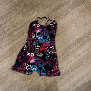 SHEIN Black Multicolor Graphic Jumpsuit